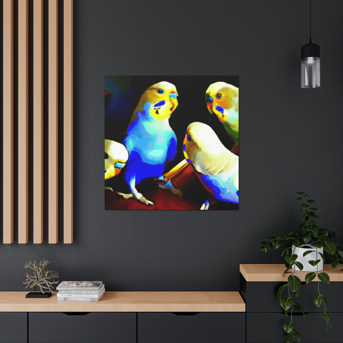 Parakeets in Deco - Canvas