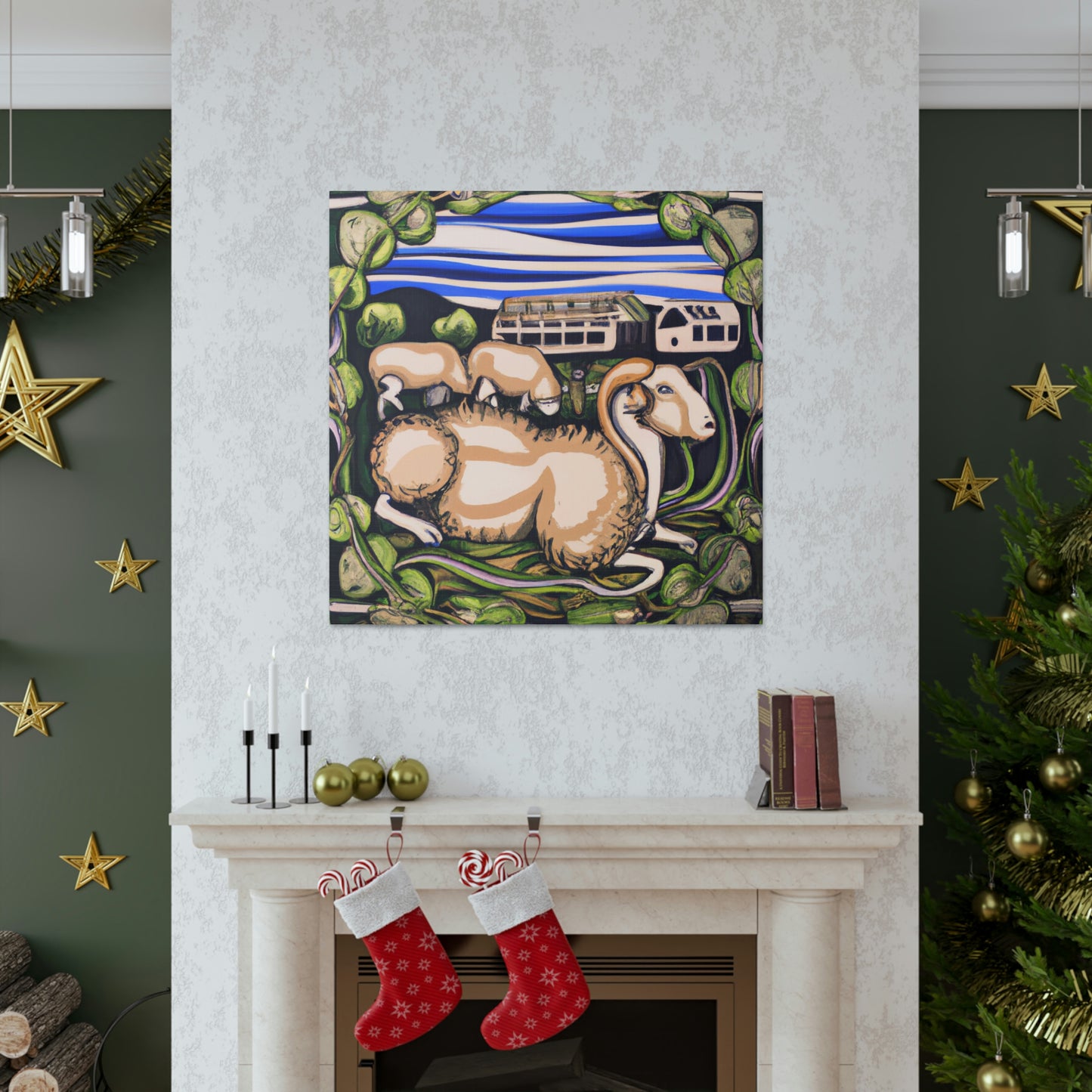 Sheep in Jamunarose - Canvas