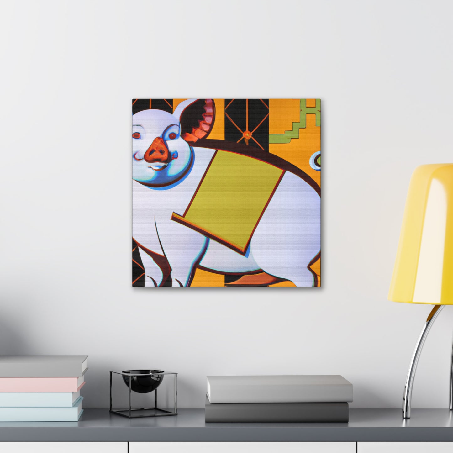 "Piggy's Deco Gleam" - Canvas