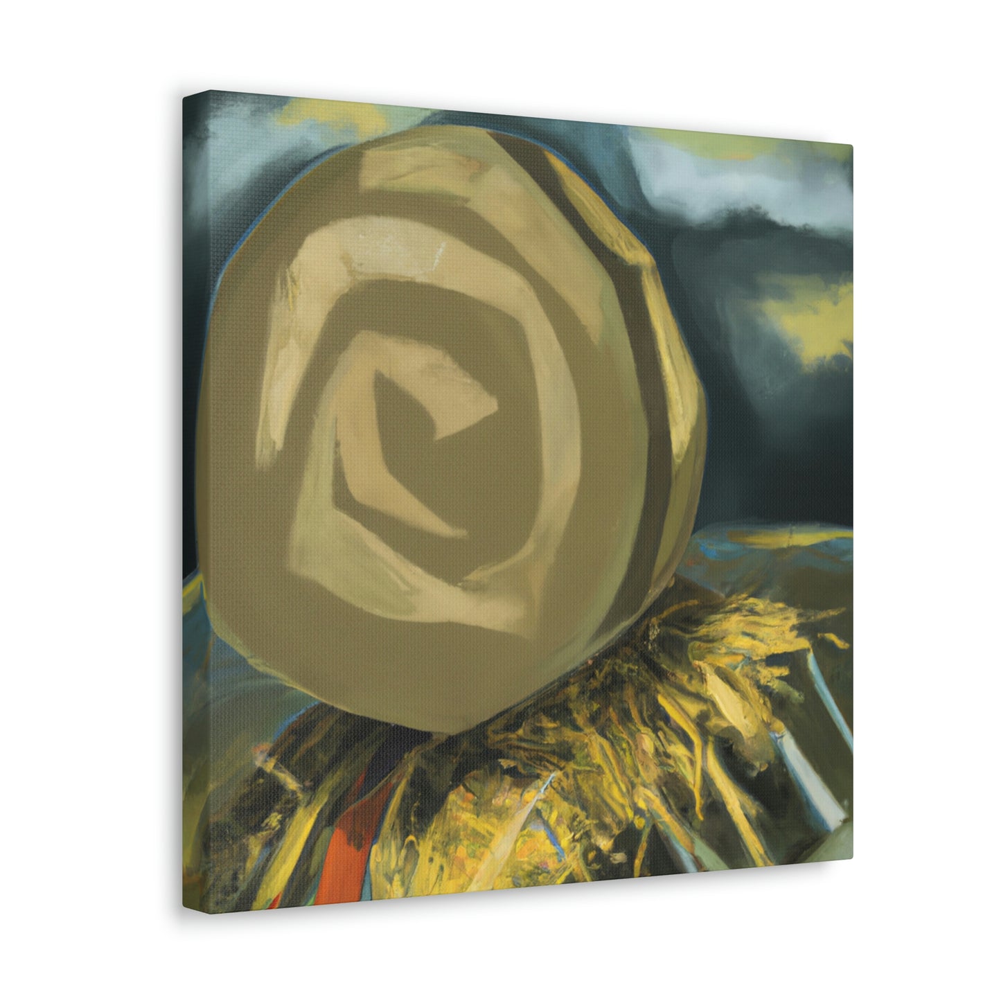 "Hay Bales in Moonlight" - Canvas