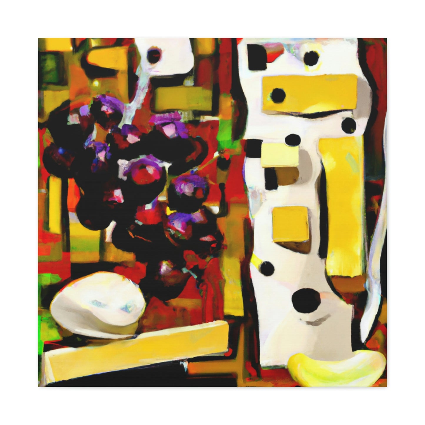 "Cheese and Grapes Collage" - Canvas