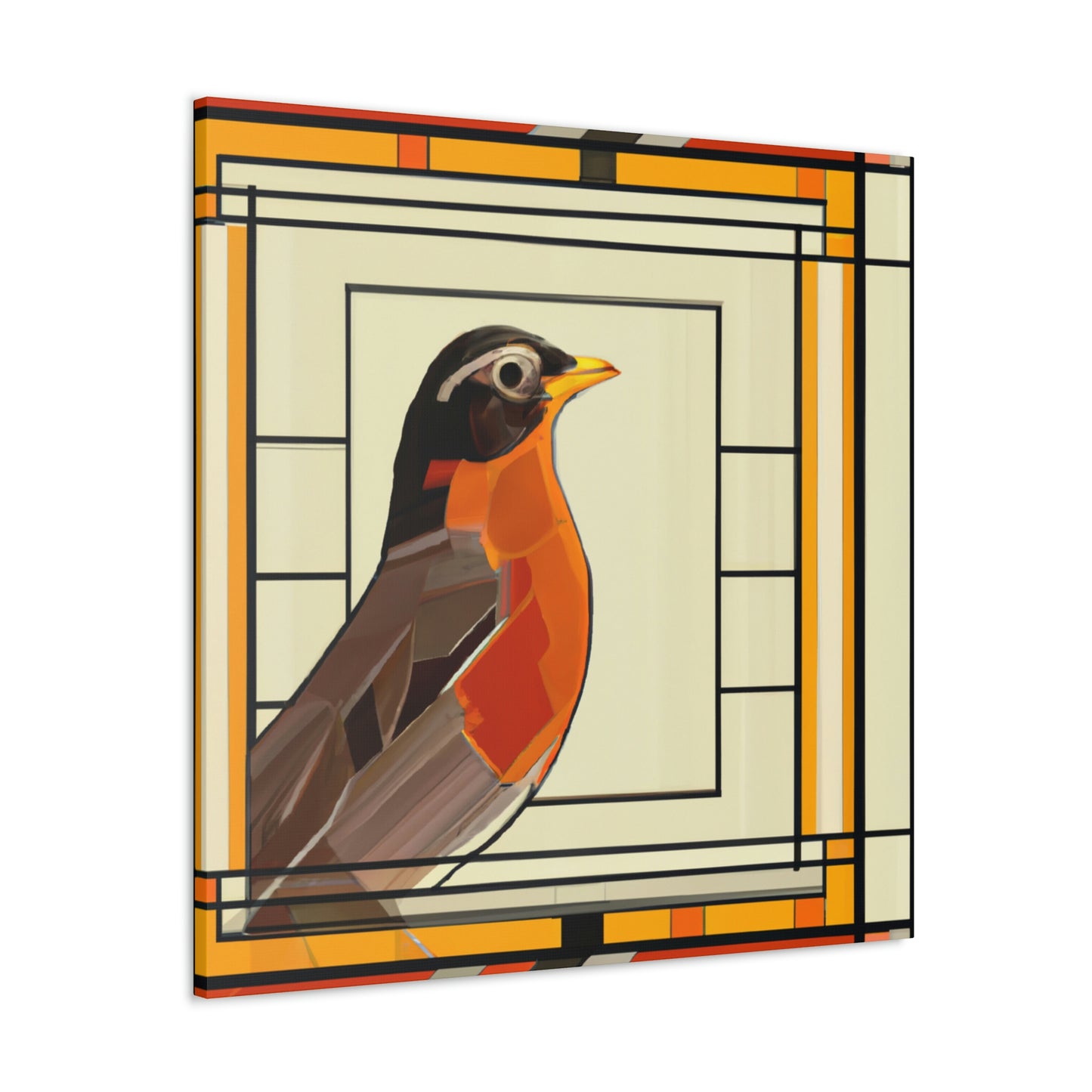 "Singing Art Deco Robin" - Canvas