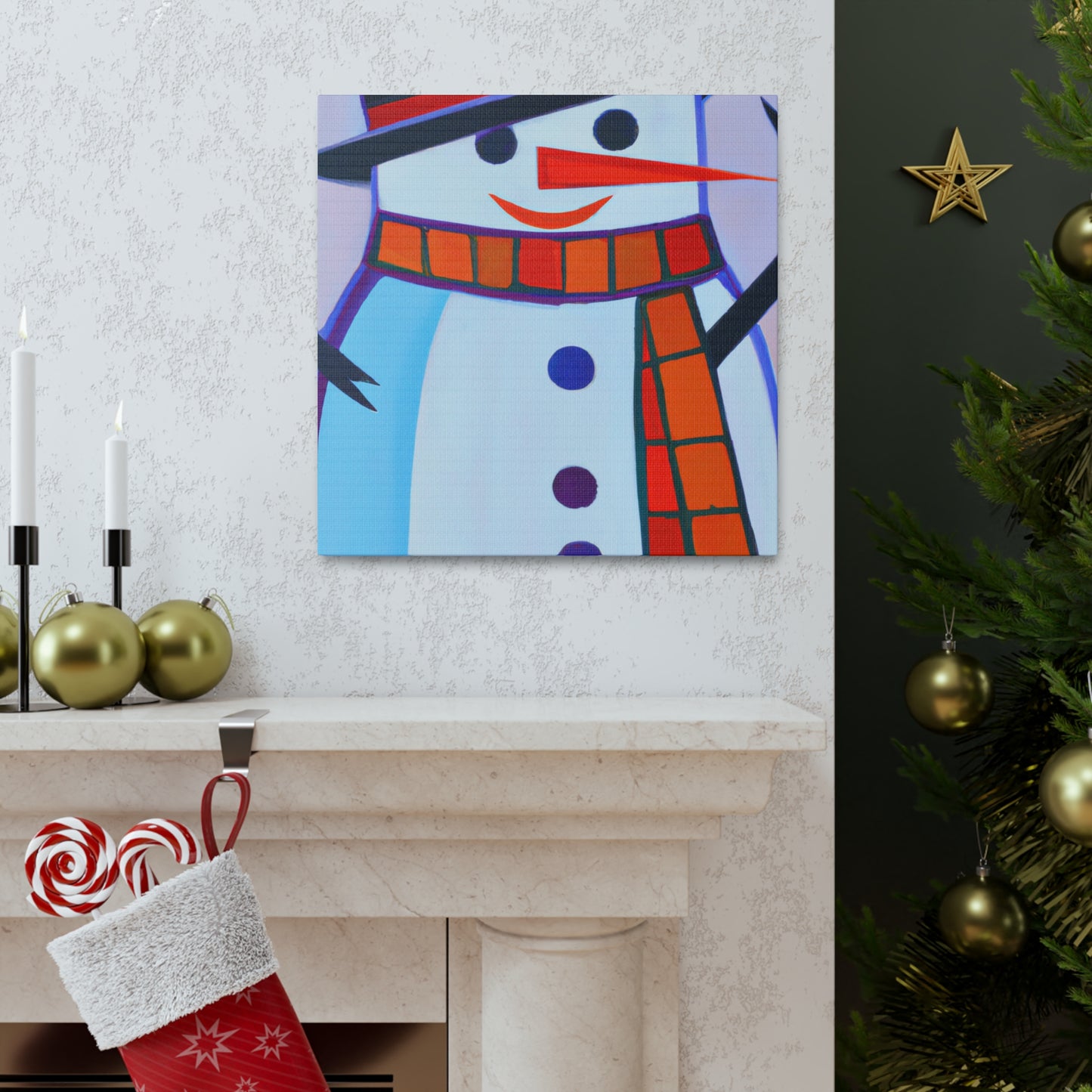 "Frosty Art Deco Snowman" - Canvas