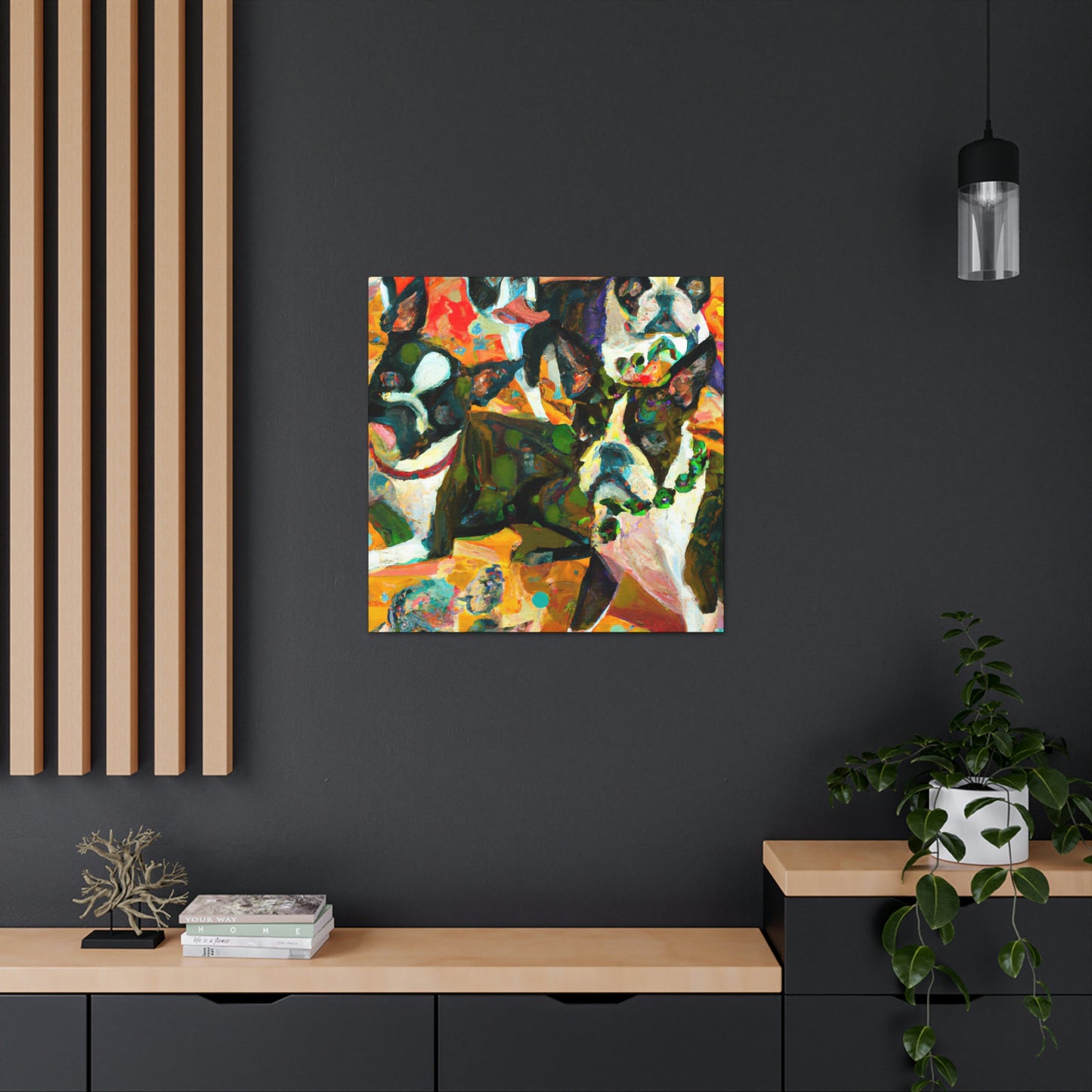 Boston Terrier Expressionism - Canvas