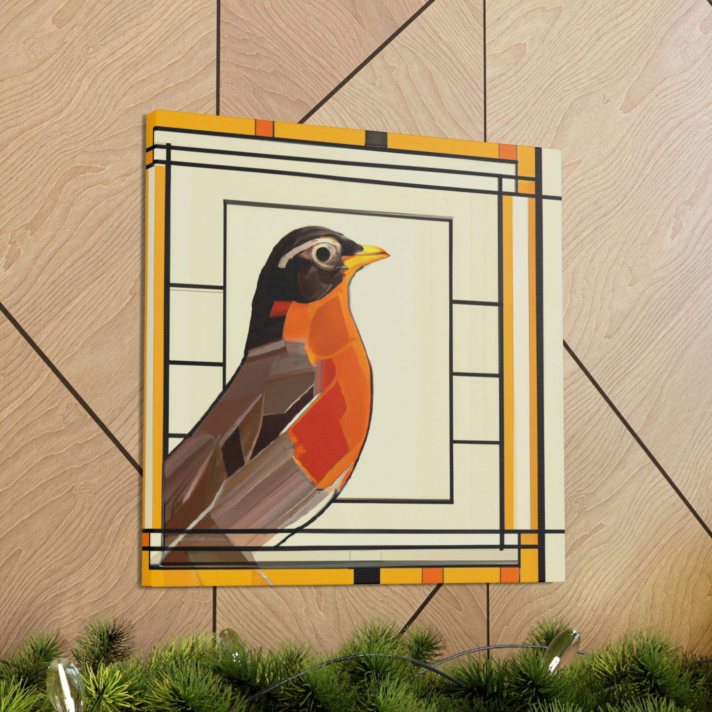 "Singing Art Deco Robin" - Canvas