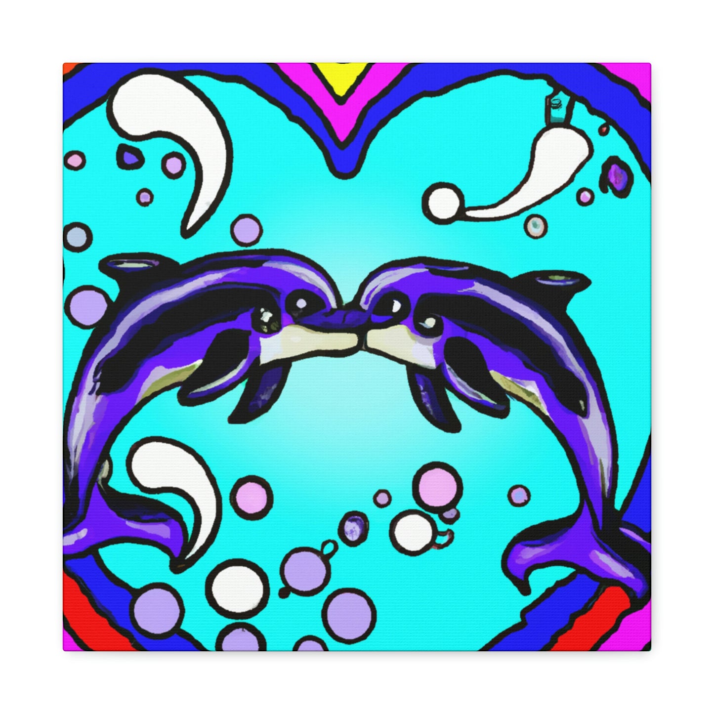 Loving Dolphin Pop Art - Canvas