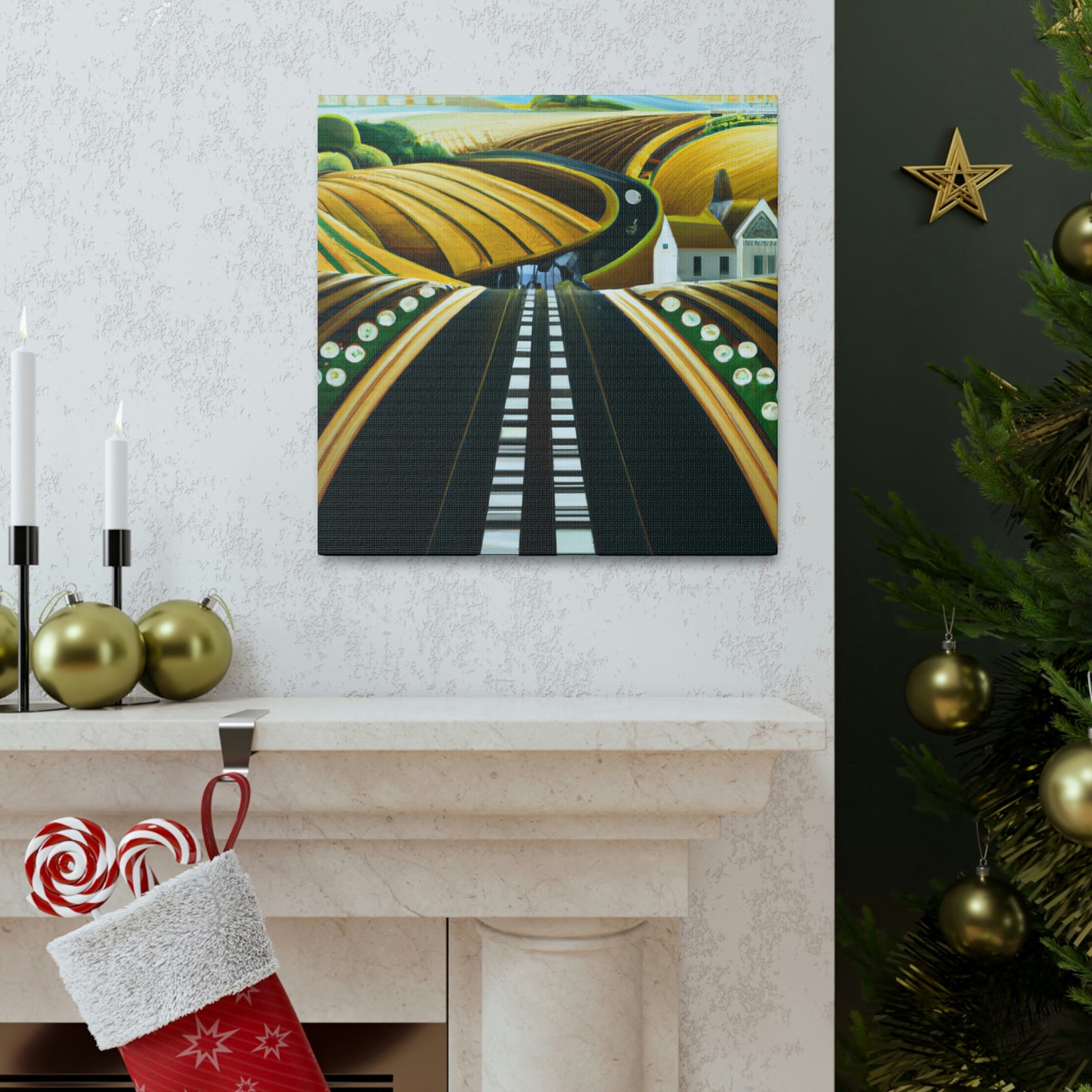 "Country Road in Art Deco" - Canvas