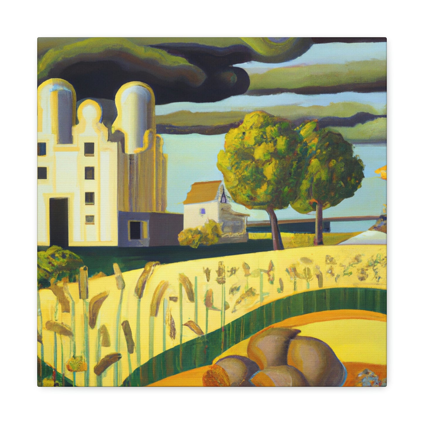 Farmhouse at Dawn. - Canvas