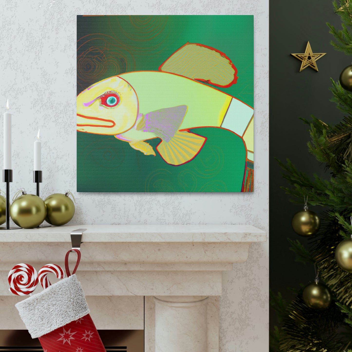 "Glittering Art Deco Killifish" - Canvas