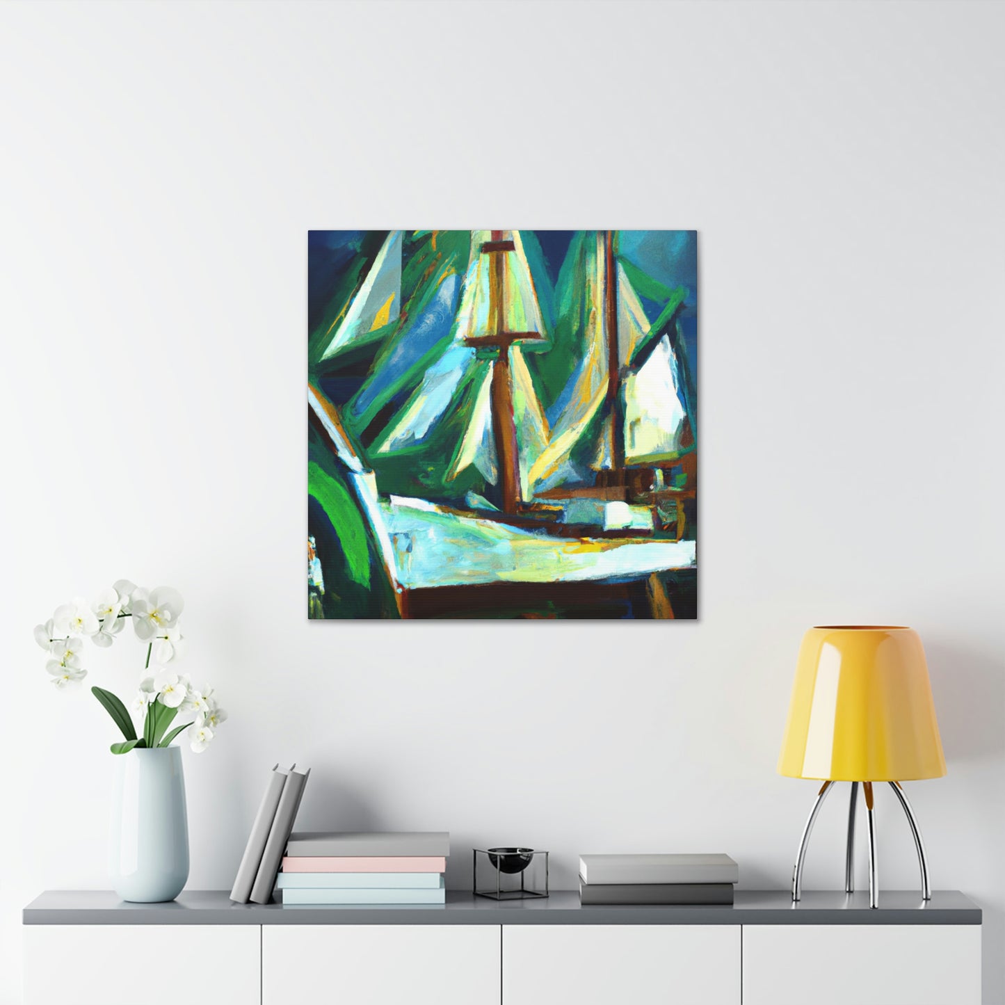 Boat on Blue Sea - Canvas