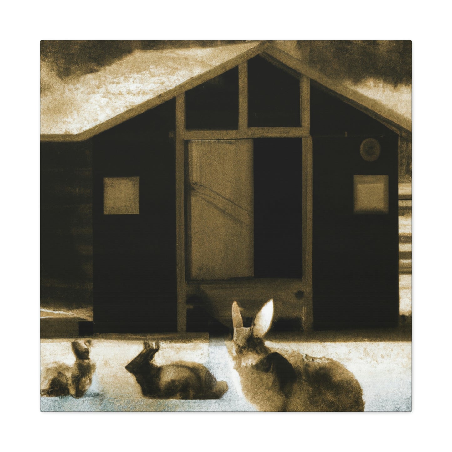 "Rabbits in Nature's Harmony" - Canvas