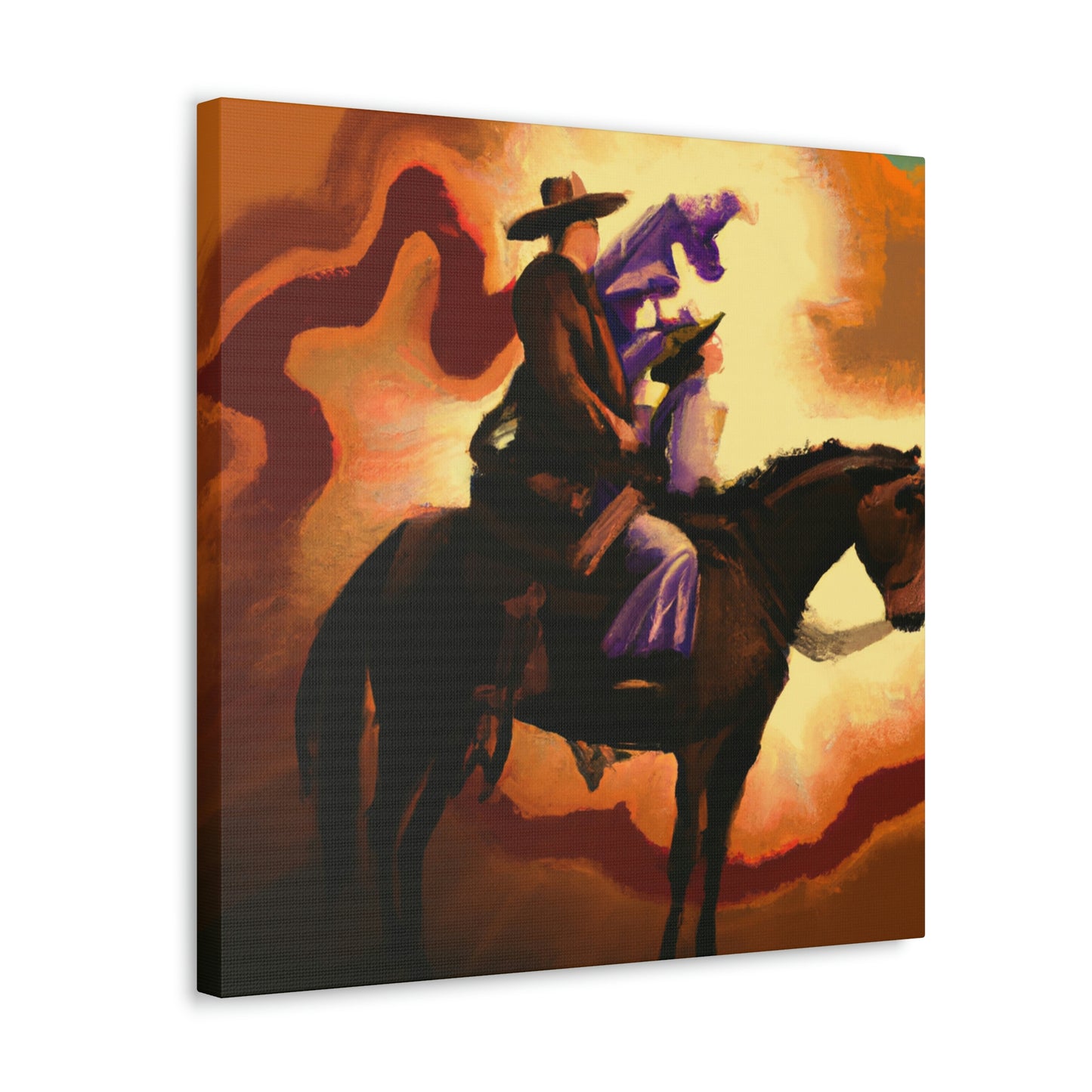 "Cowboy on Horseback Ride" - Canvas