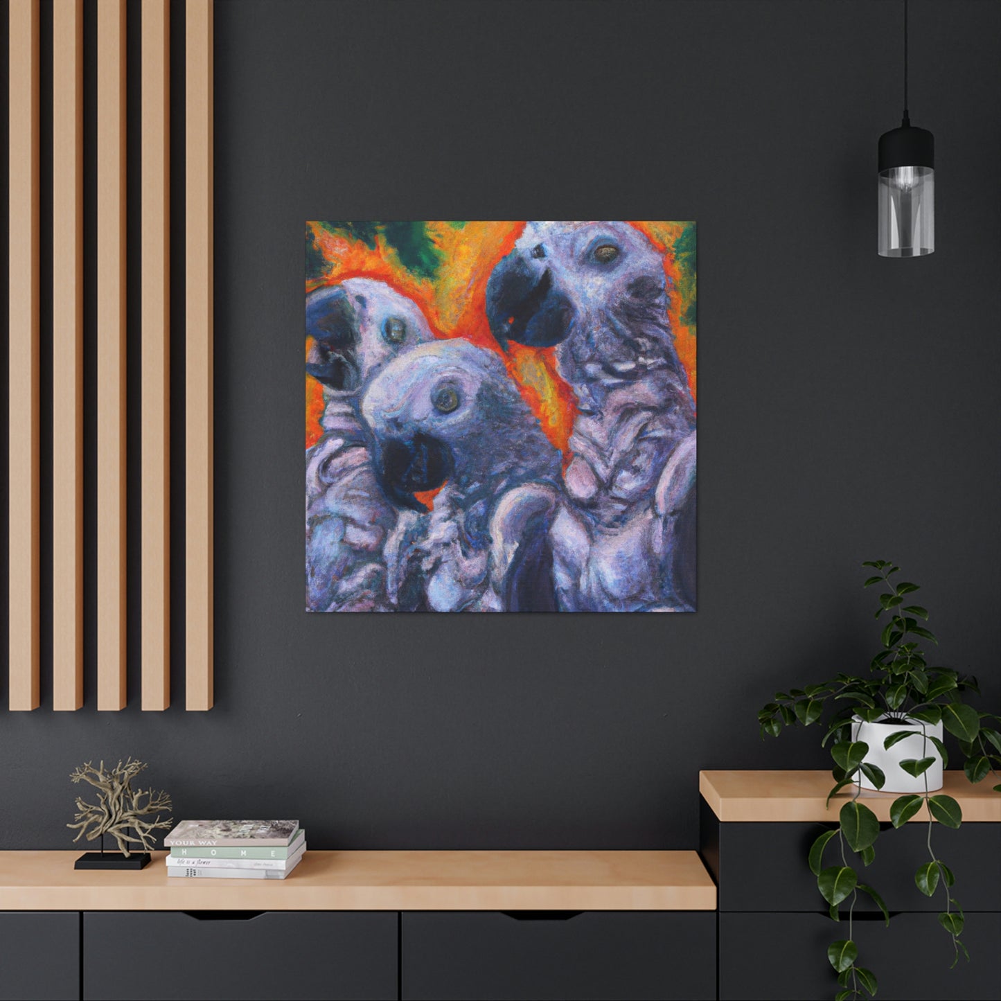 African Greys Celestial Arising - Canvas