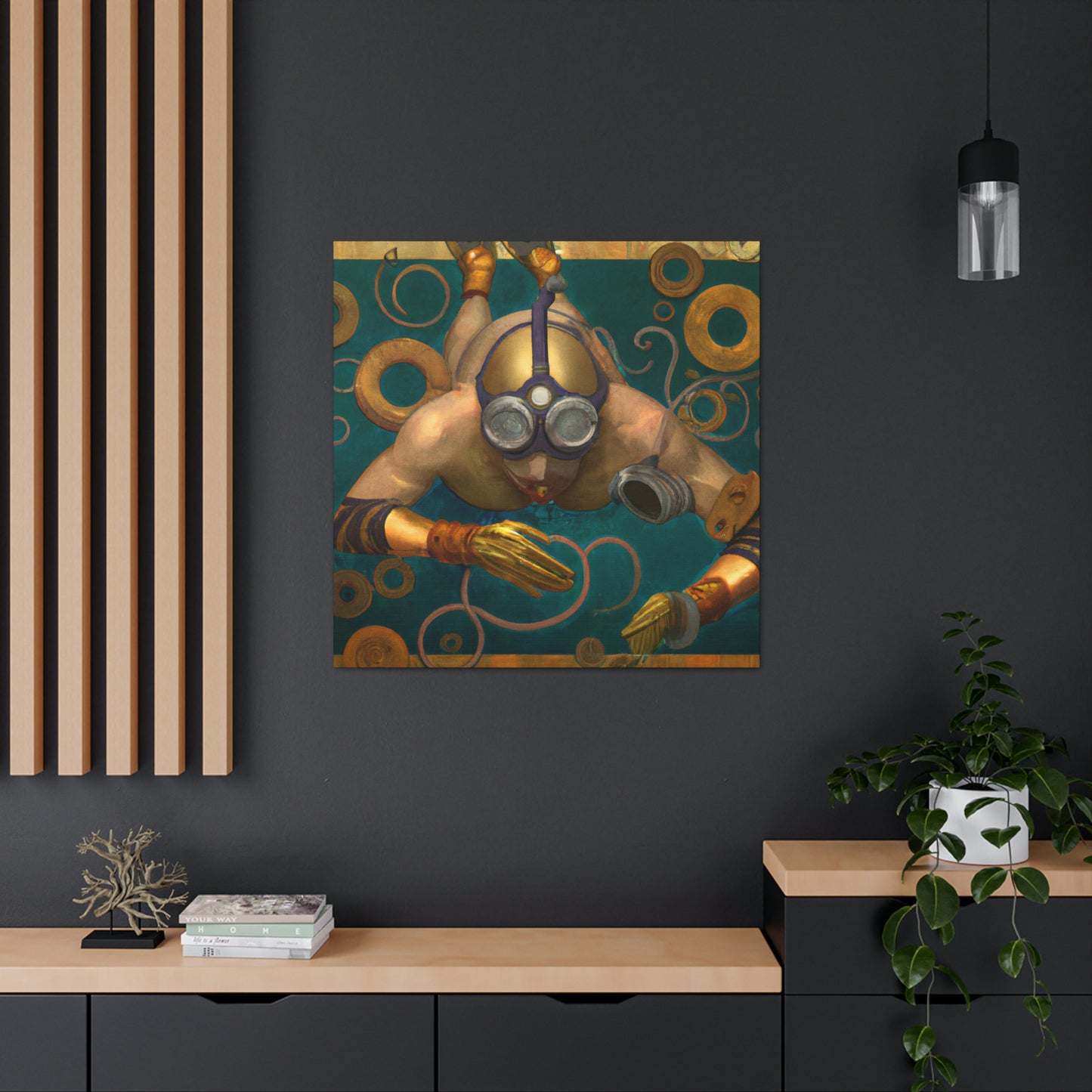 "Swimming in Steampunk Era" - Canvas