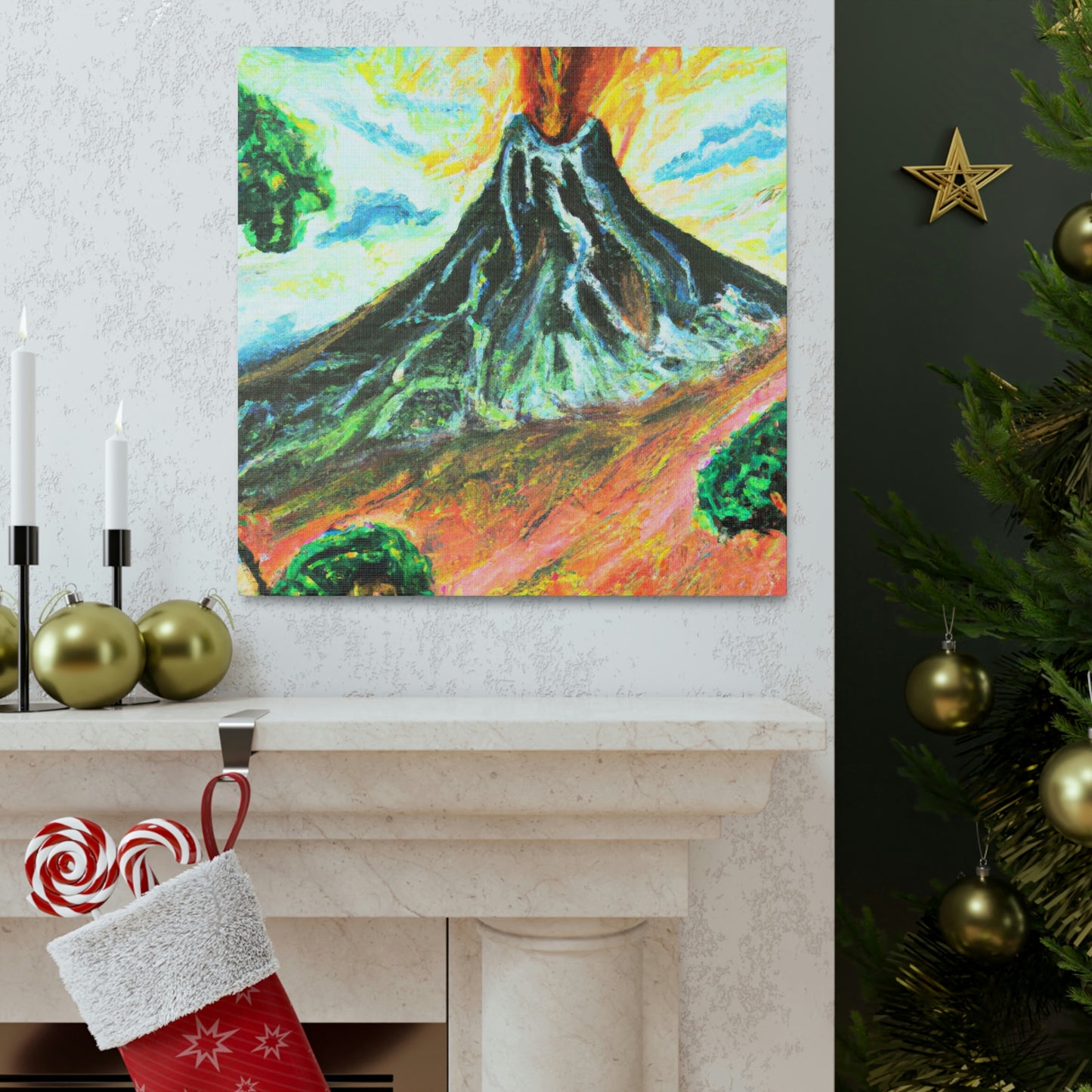 "Volcano Erupts Wildly" - Canvas