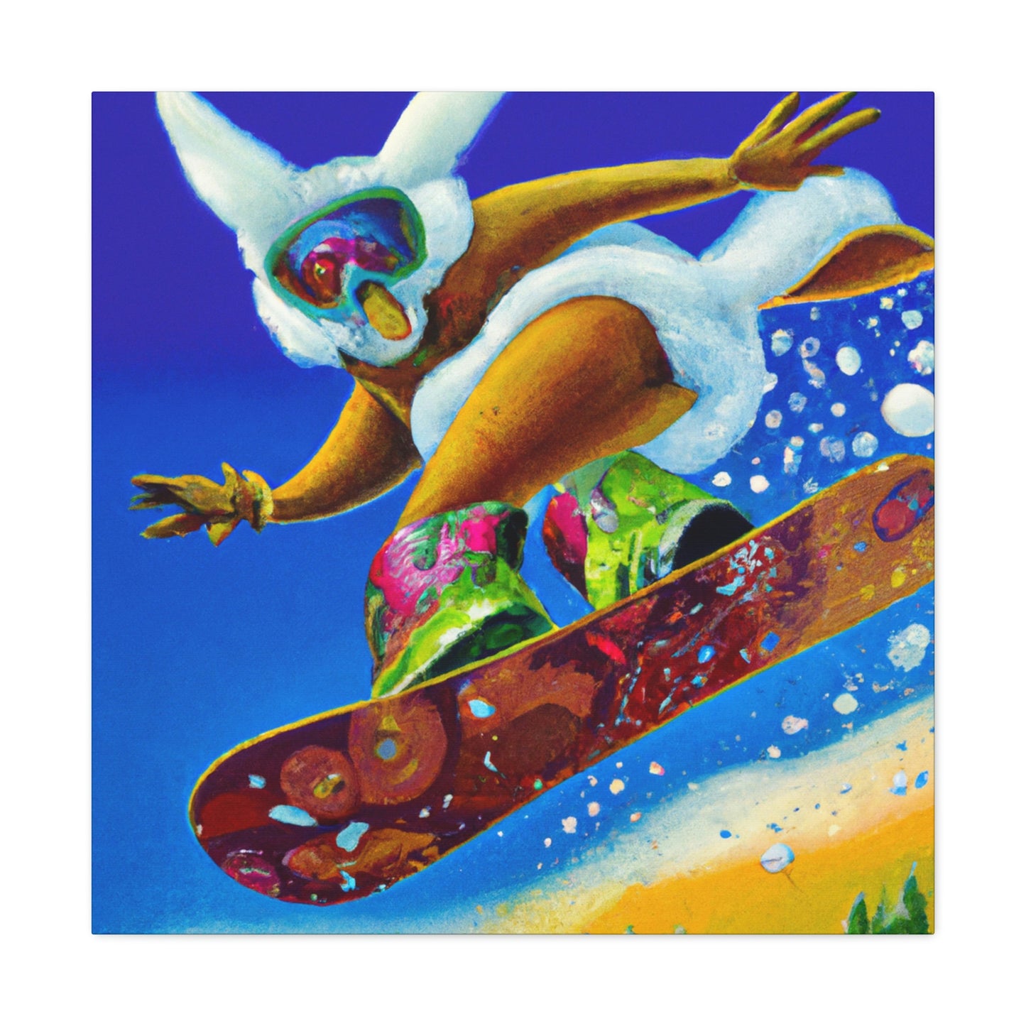 "Snow Boarding Deco Splendor" - Canvas