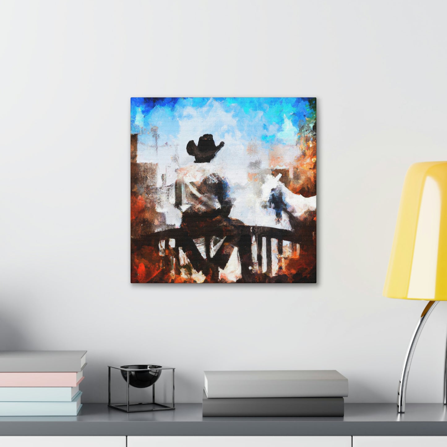 Cowboy on a Fence - Canvas