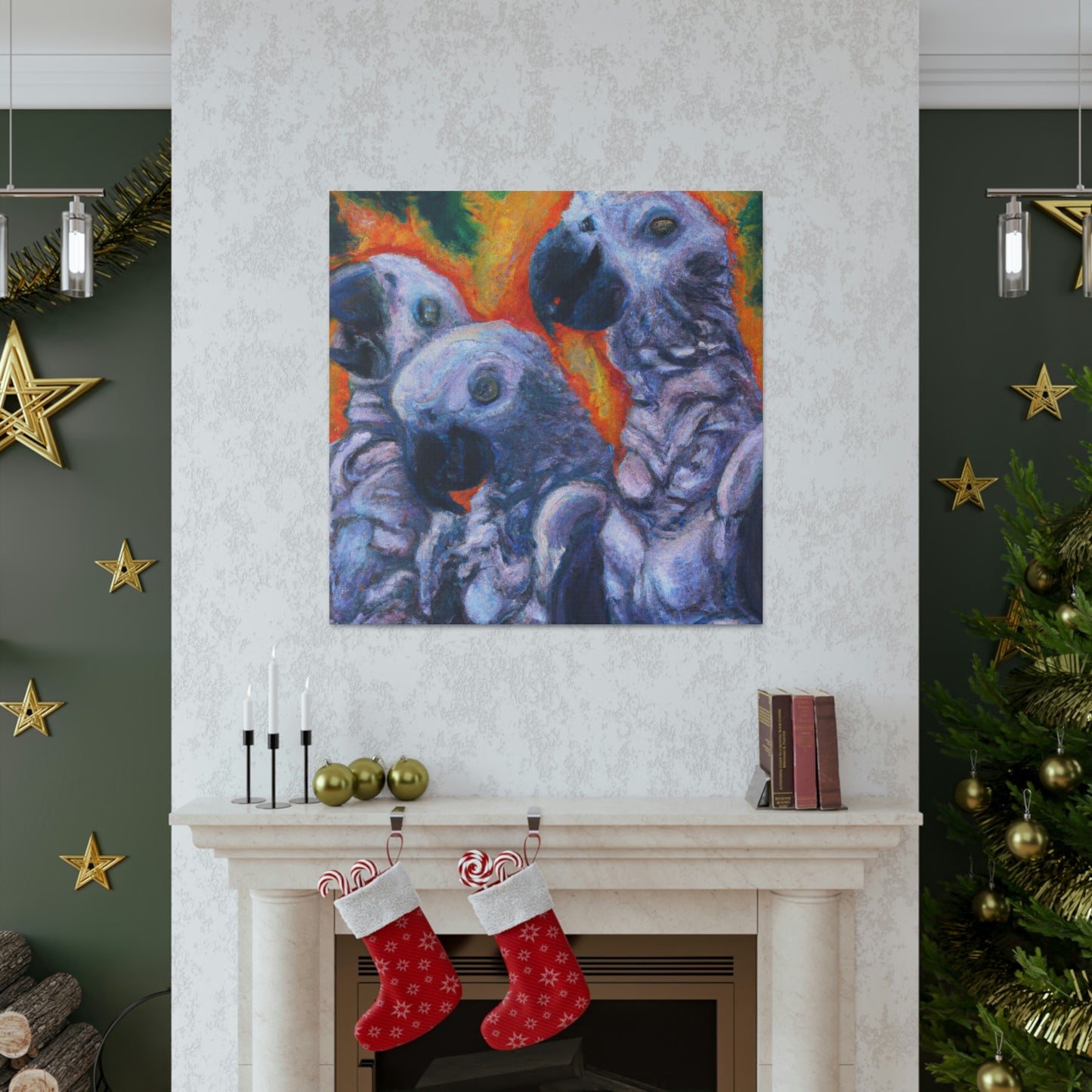 African Greys Celestial Arising - Canvas