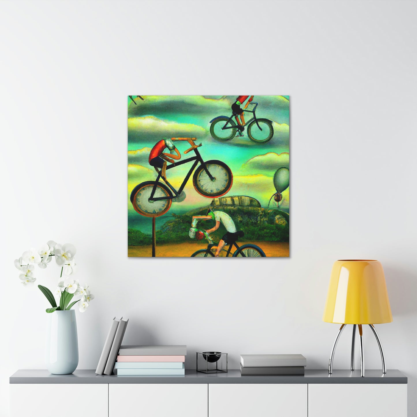 "Wheeled Dreamscape Biking" - Canvas