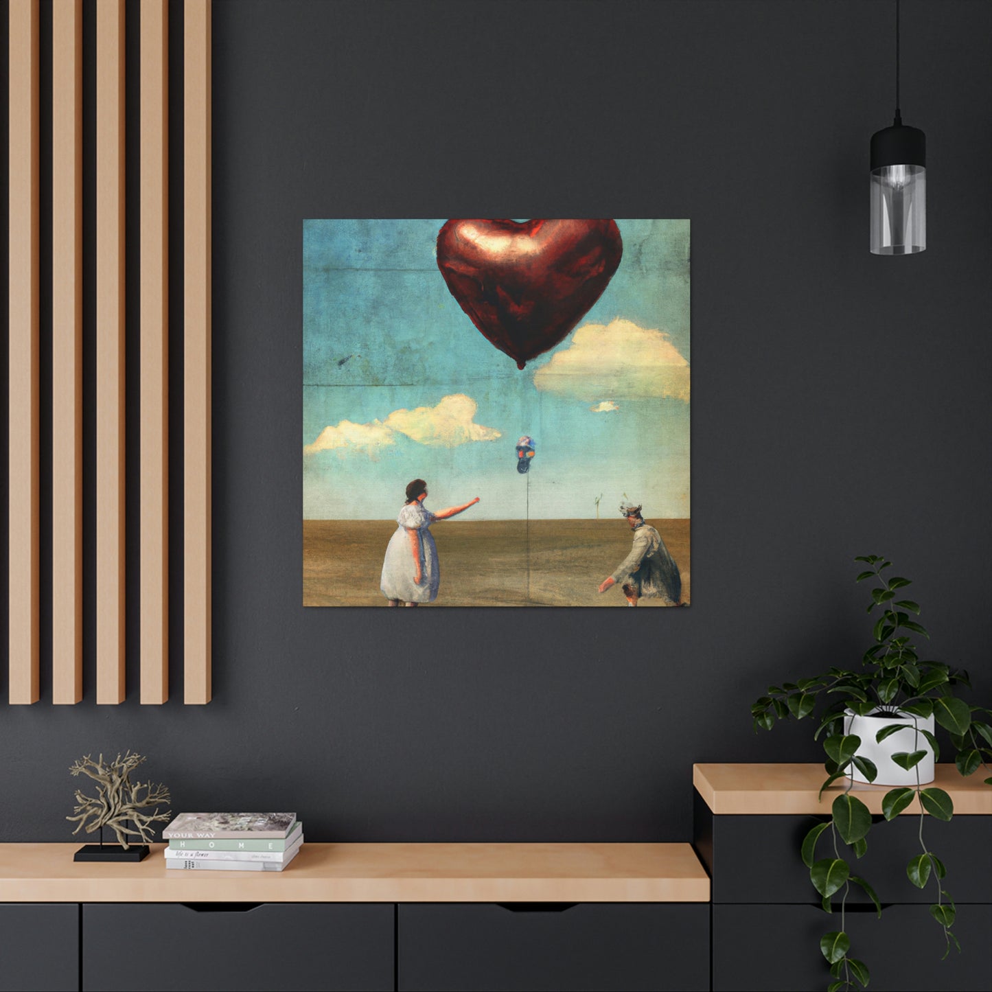 "Heart Balloon Ascension" - Canvas