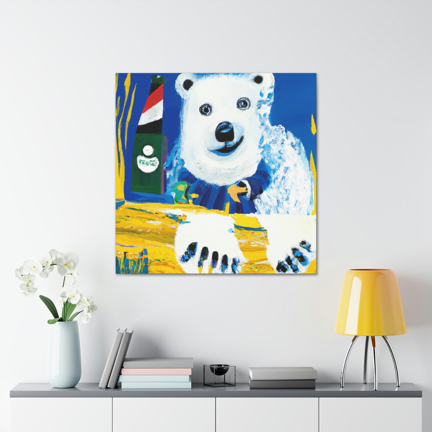 Polar Bear Reflection. - Canvas