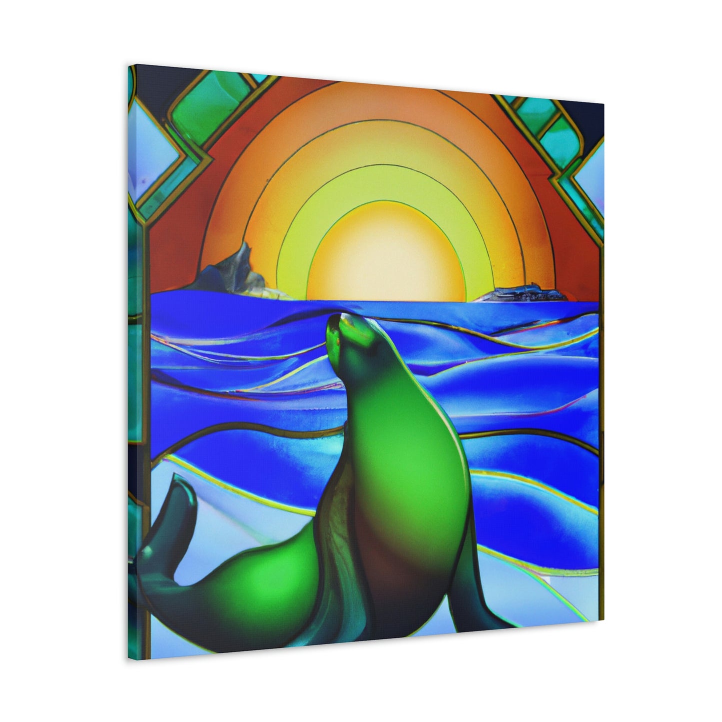 "Serene Sea Lion Sleek" - Canvas