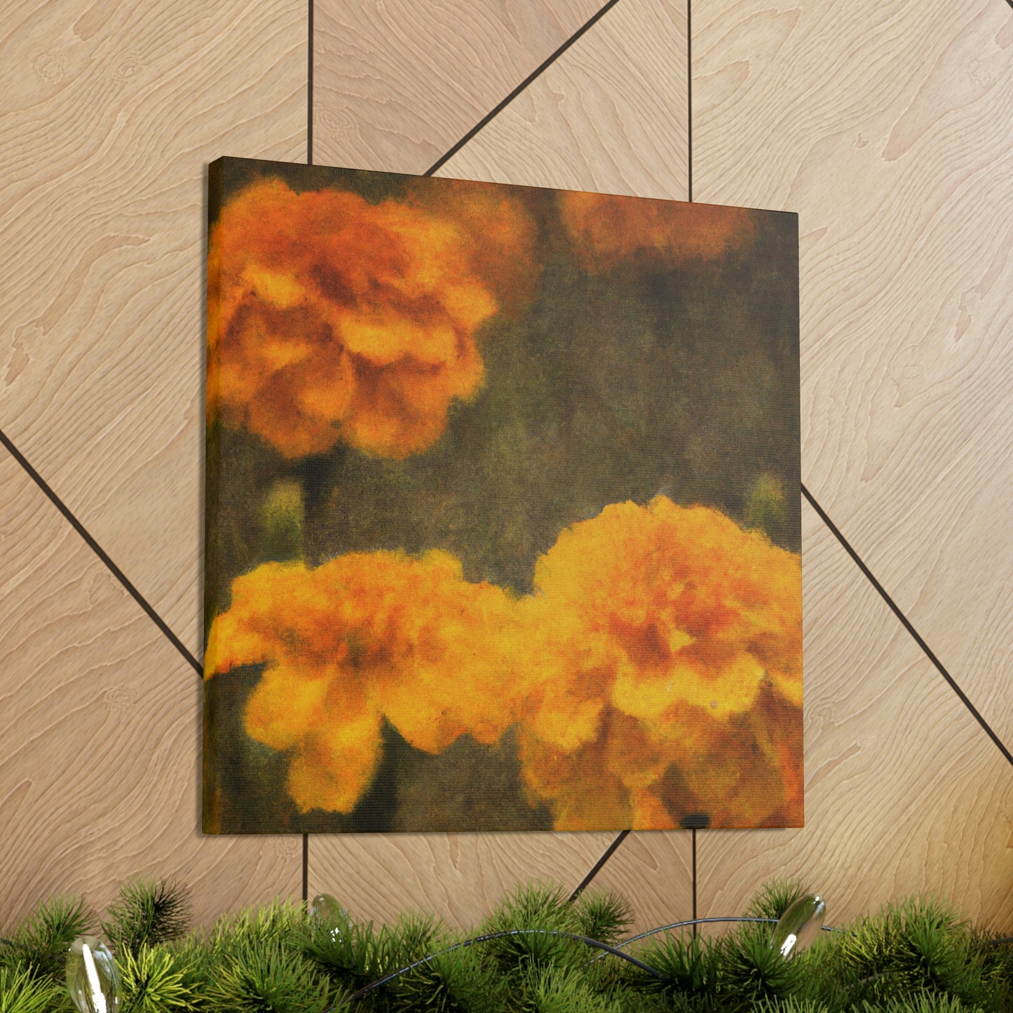 "Marigolds in Digital Embrace" - Canvas