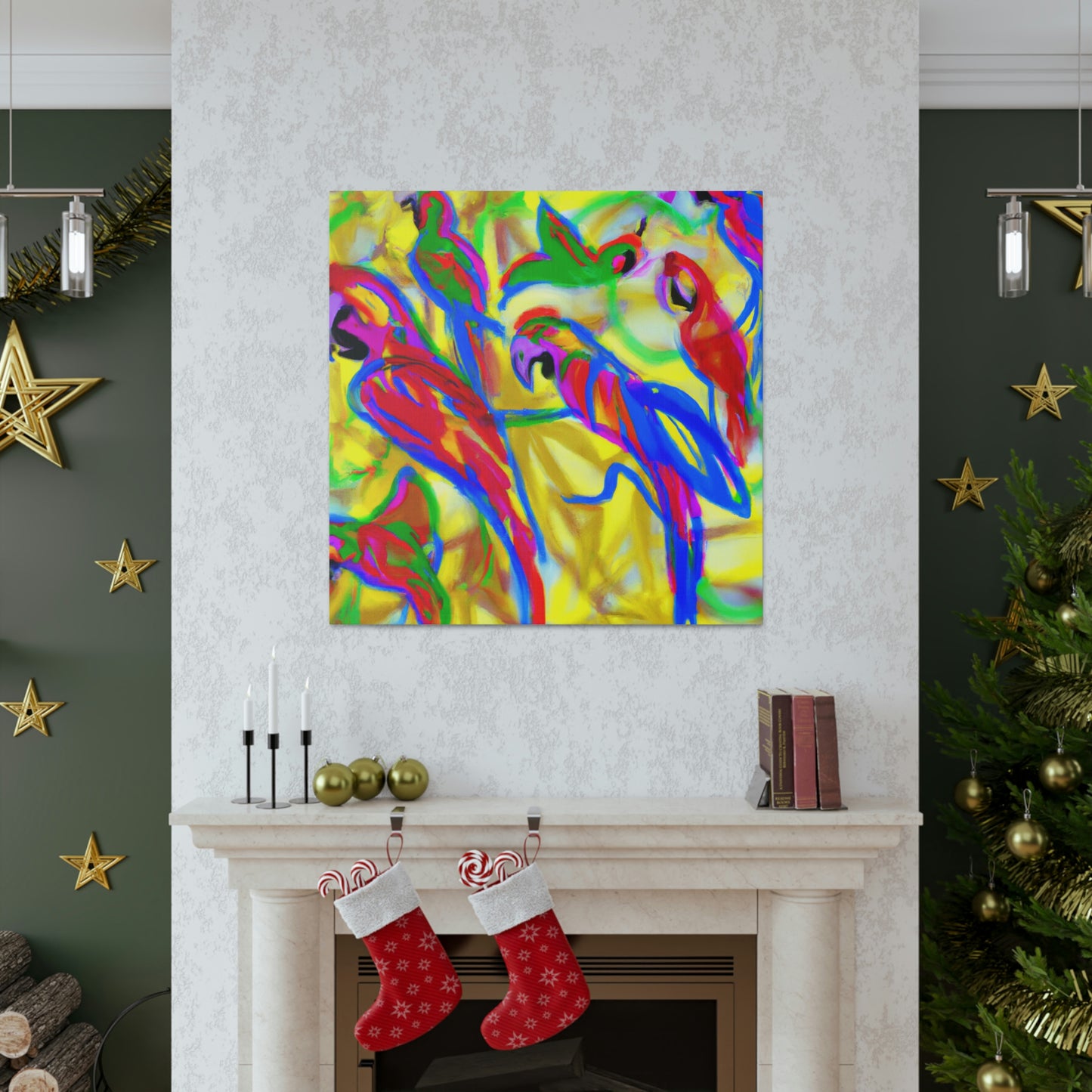 "Macaws in Flight Expressionism" - Canvas