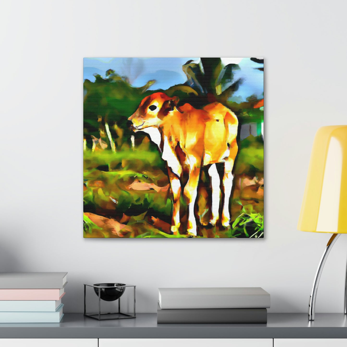 Calf in Neon Glory - Canvas