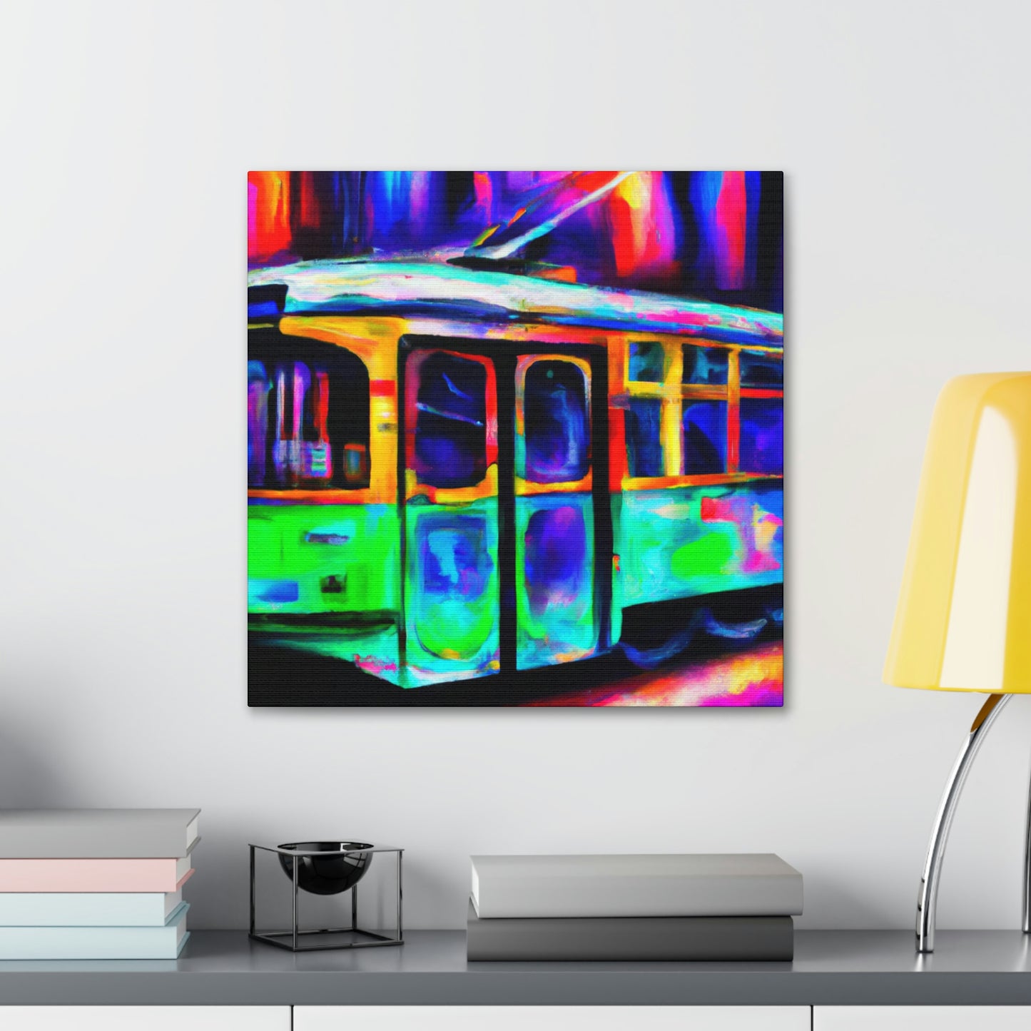 "Trams at Sunset Glowing" - Canvas