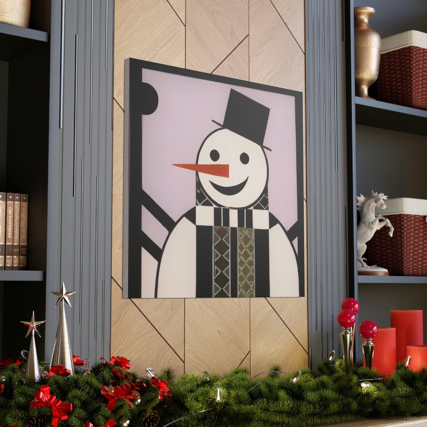 "Frosty Art Deco Snowman" - Canvas