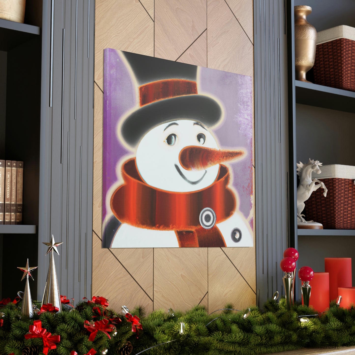 "Snowman's Art Deco Aura" - Canvas