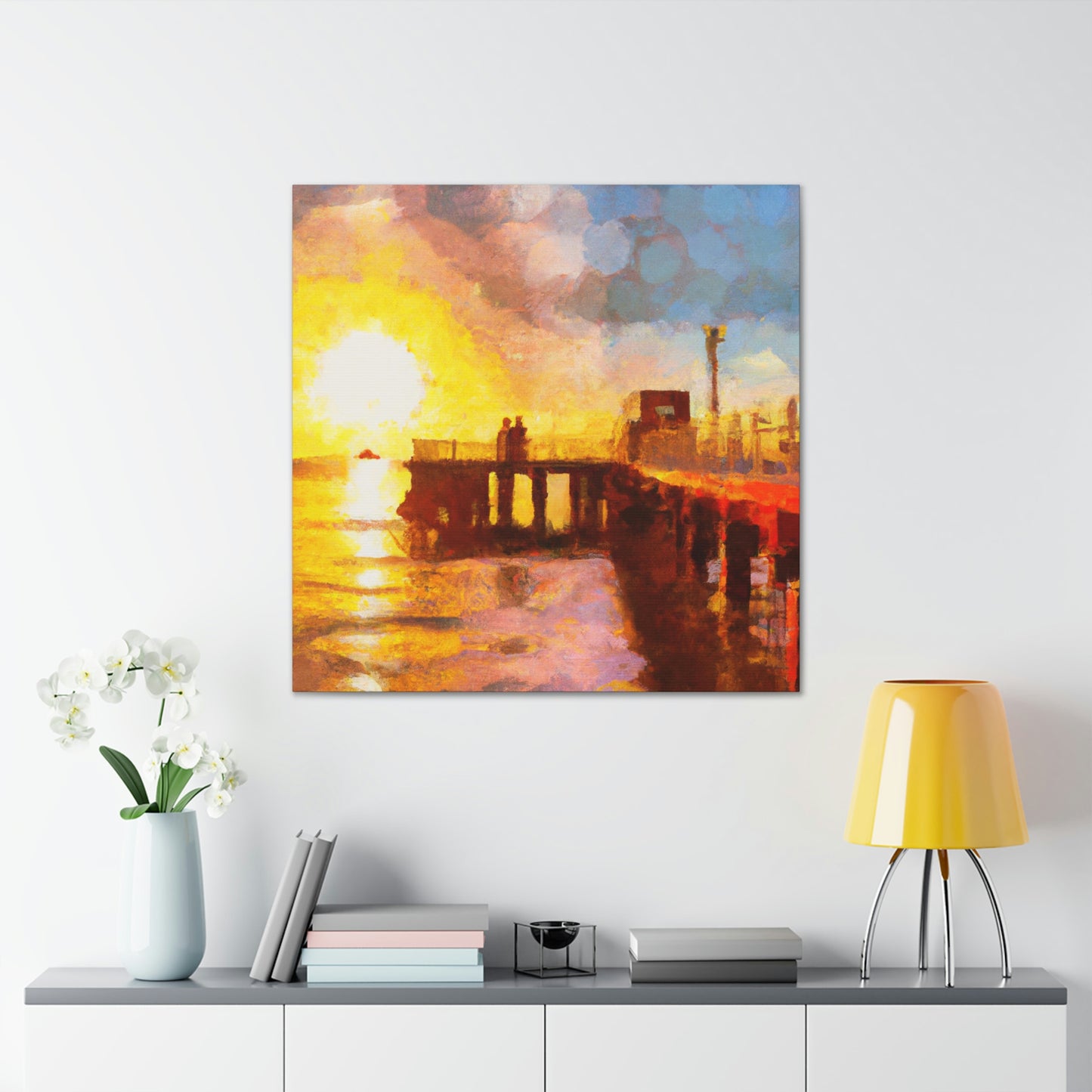 Pier Sunlit Reflection - Canvas