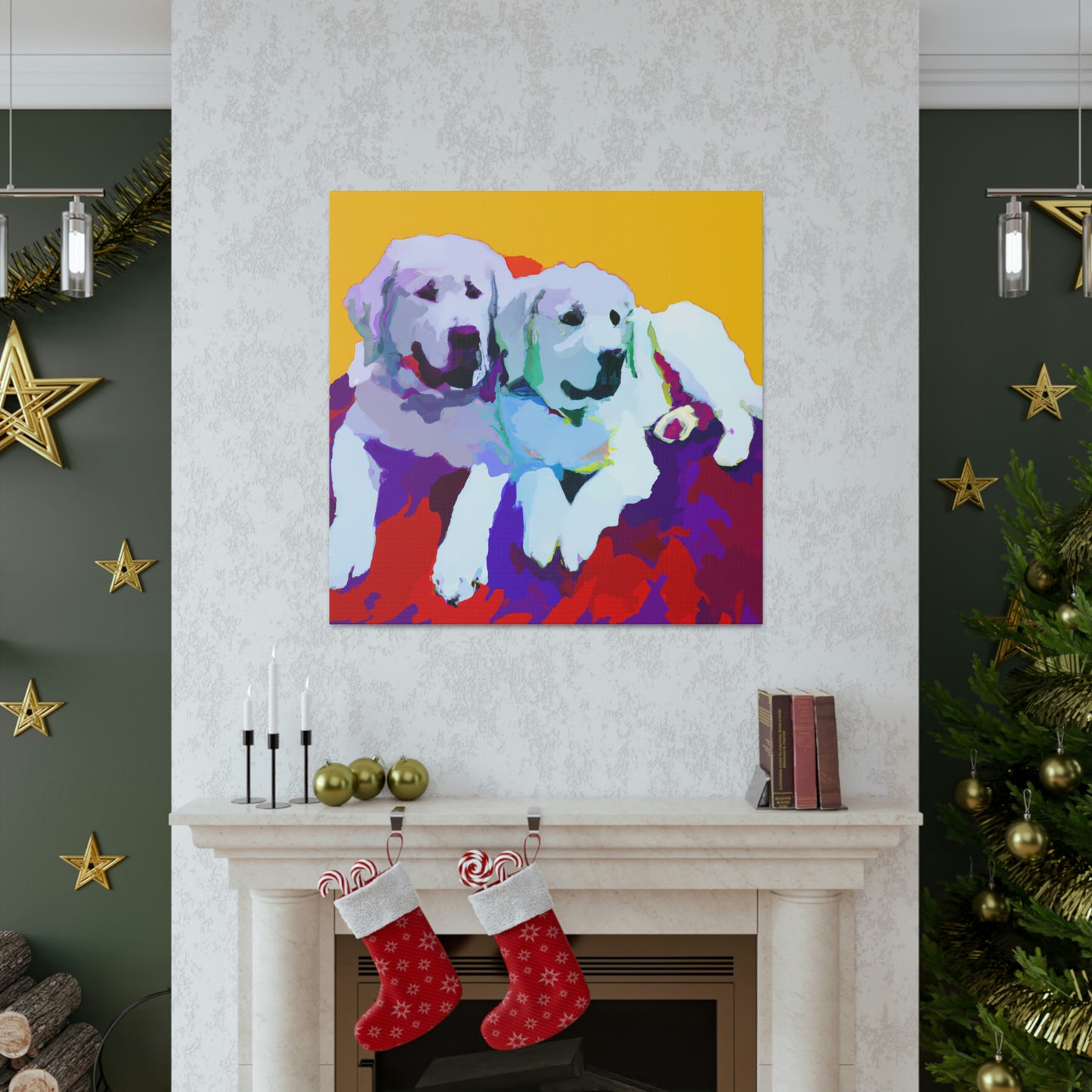 "Great Pyrenees Snowscape" - Canvas