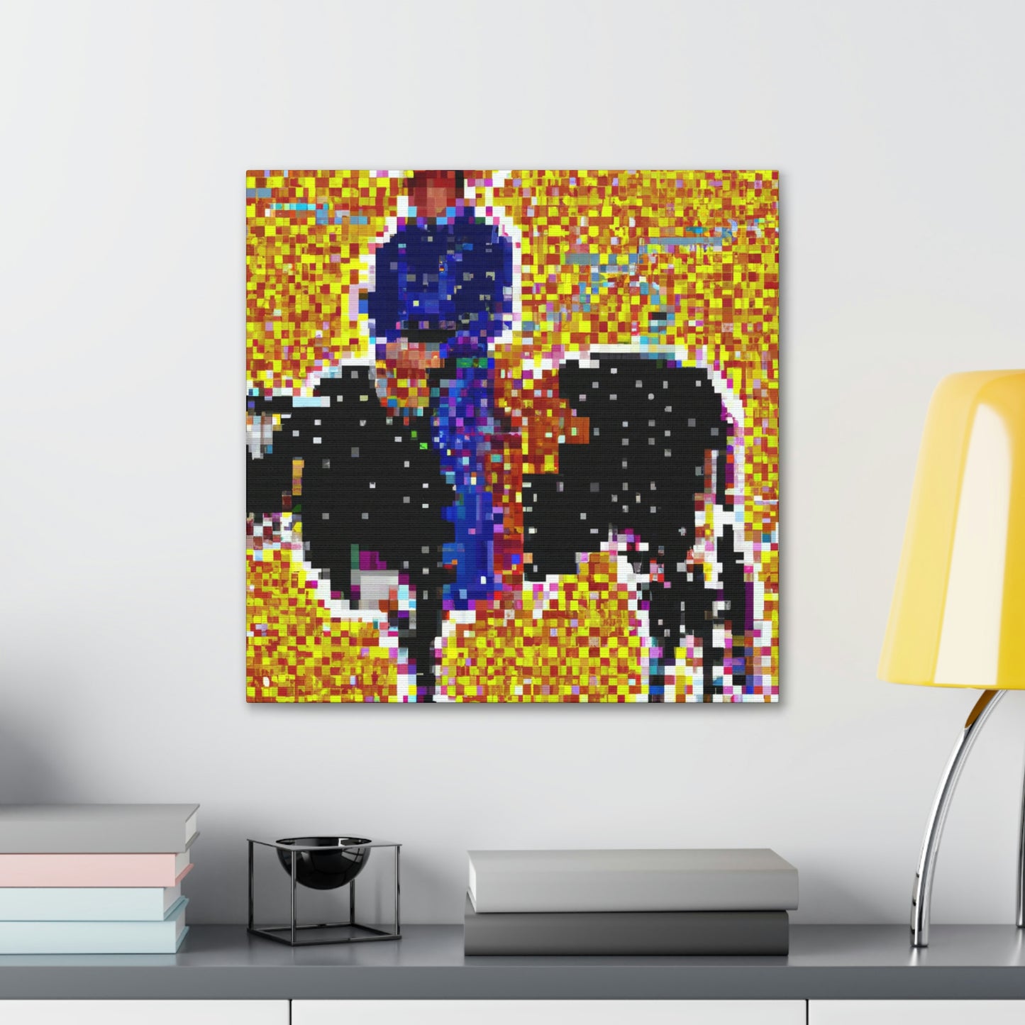 Branding Cattle Pointillism - Canvas