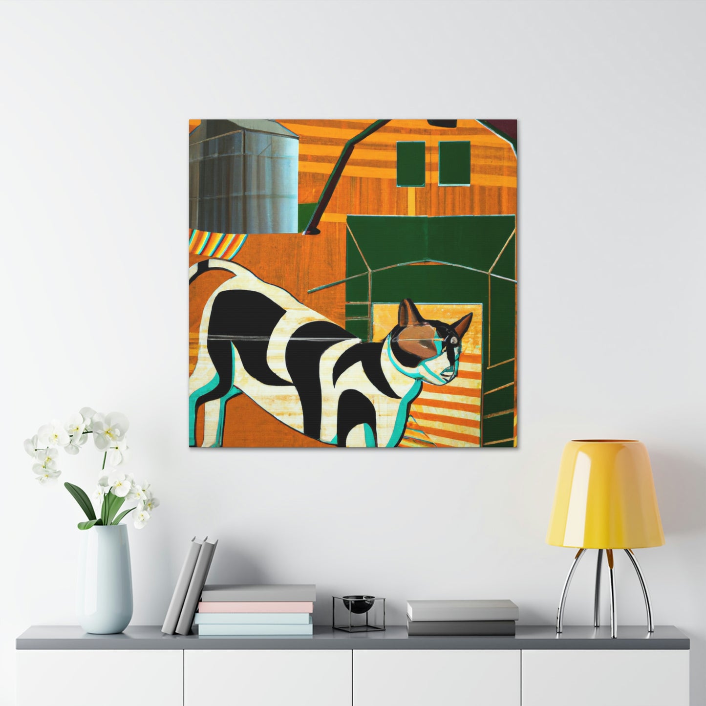 "Barn Cat Art Deco" - Canvas