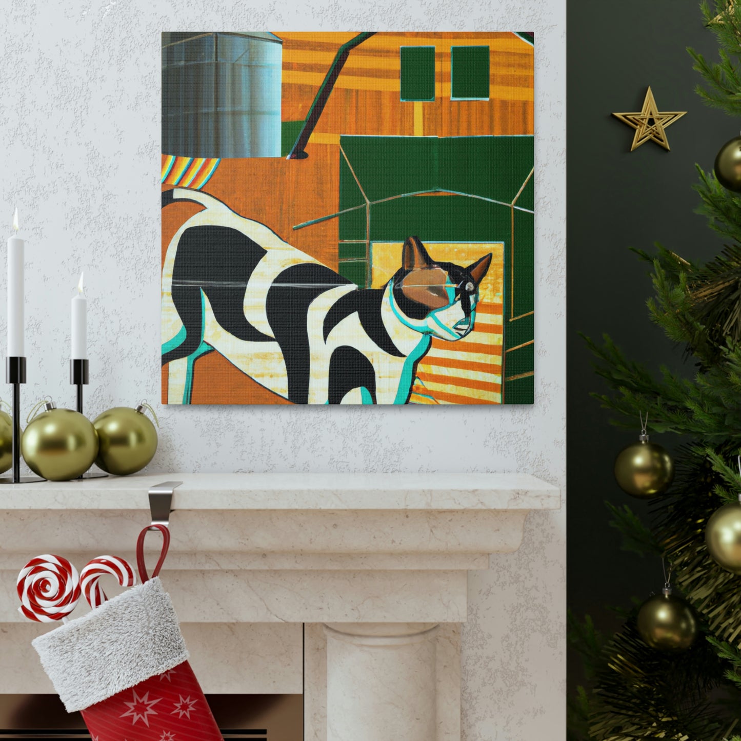 "Barn Cat Art Deco" - Canvas