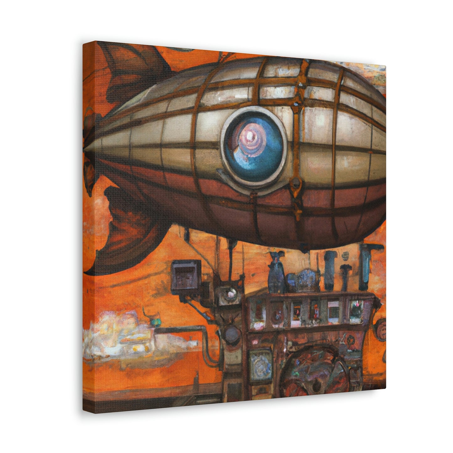 "Steampunk Blimp Descends" - Canvas