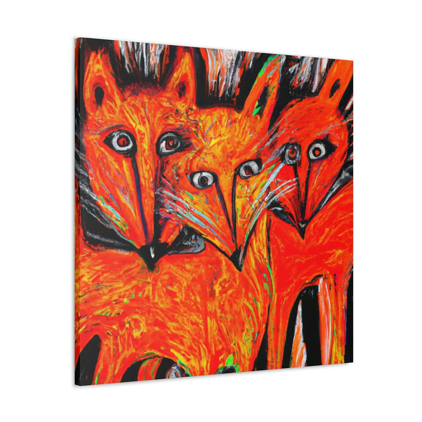 Foxes in Moonlight. - Canvas