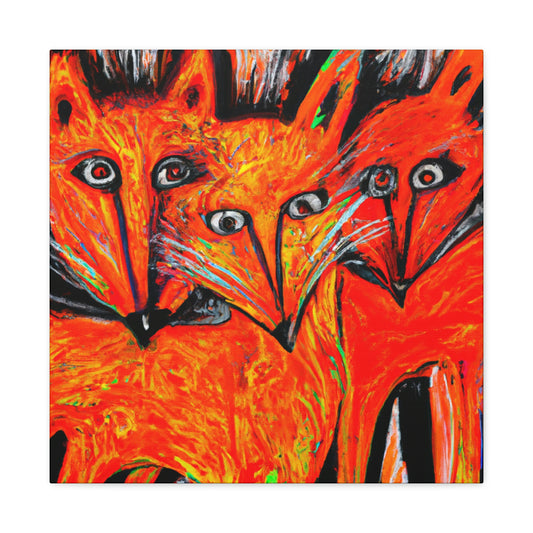 Foxes in Moonlight. - Canvas