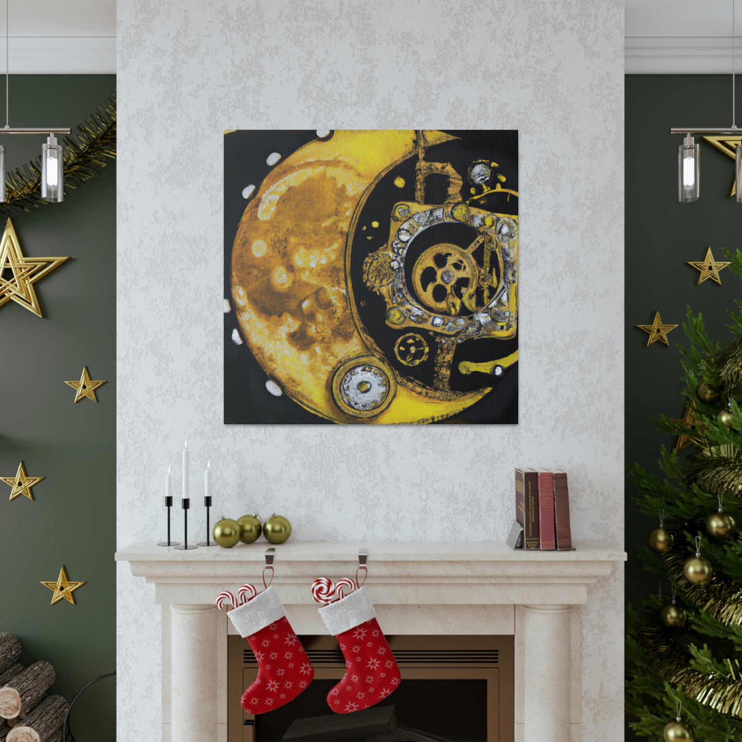 "Moonlit Clockwork Dreamscape" - Canvas