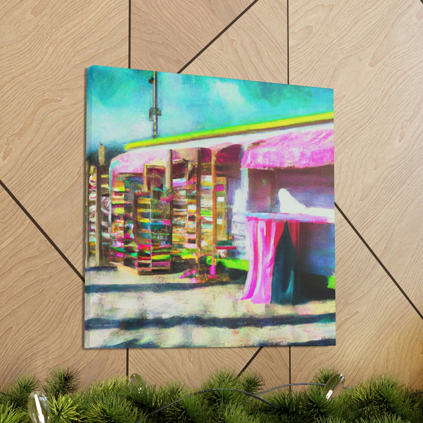 "Surreal Seaside Shops" - Canvas