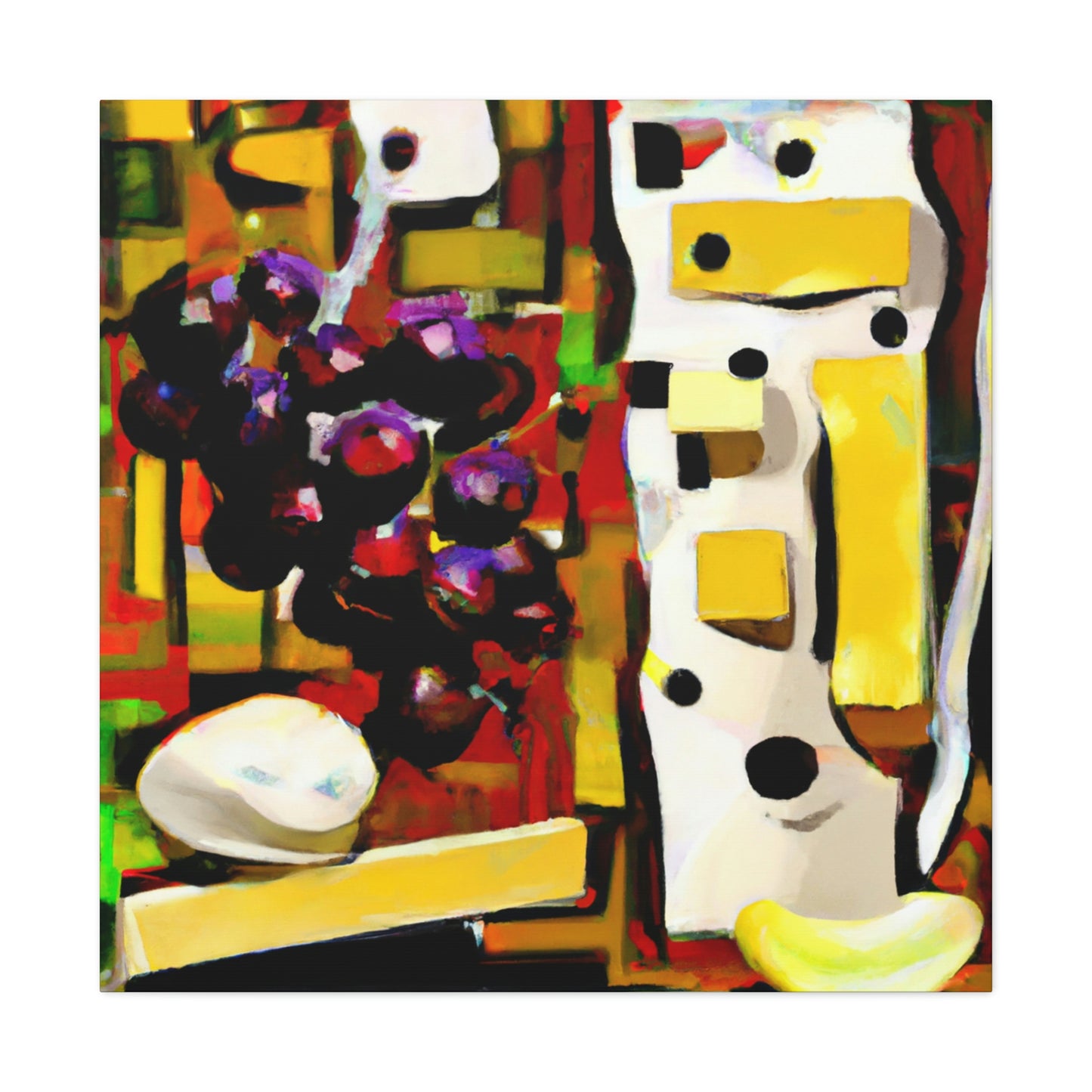 "Cheese and Grapes Collage" - Canvas