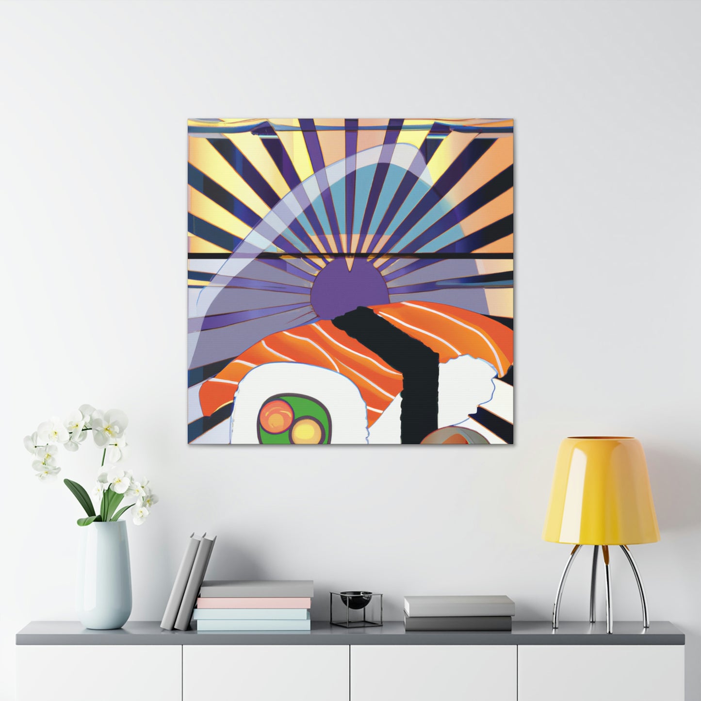 "Lively Deco Sushi Feast" - Canvas