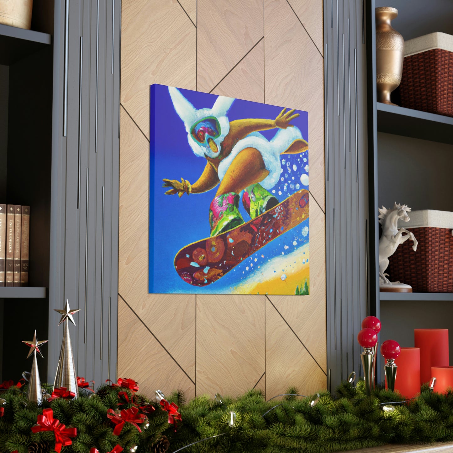 "Snow Boarding Deco Splendor" - Canvas