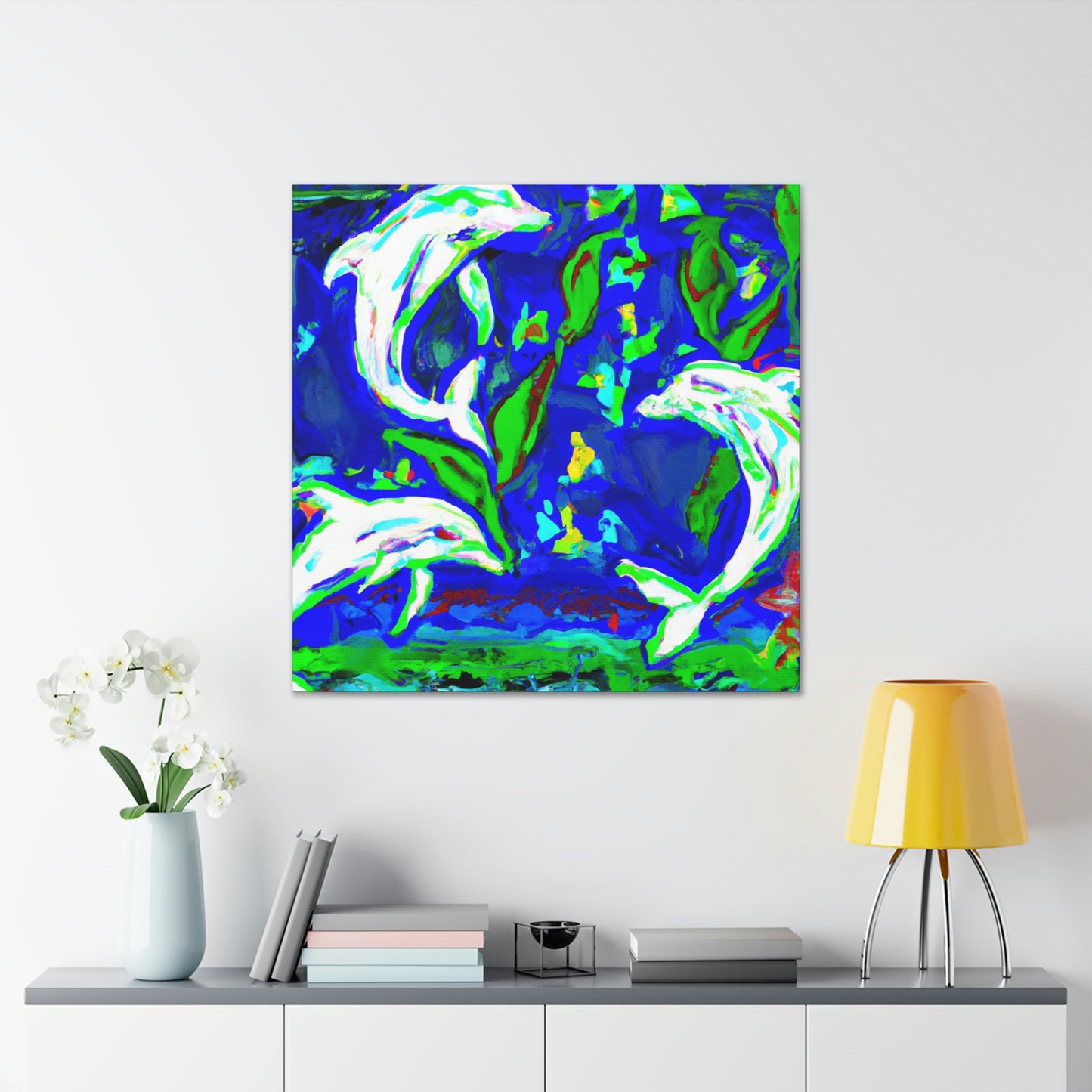 Dolphins Dance in Color - Canvas