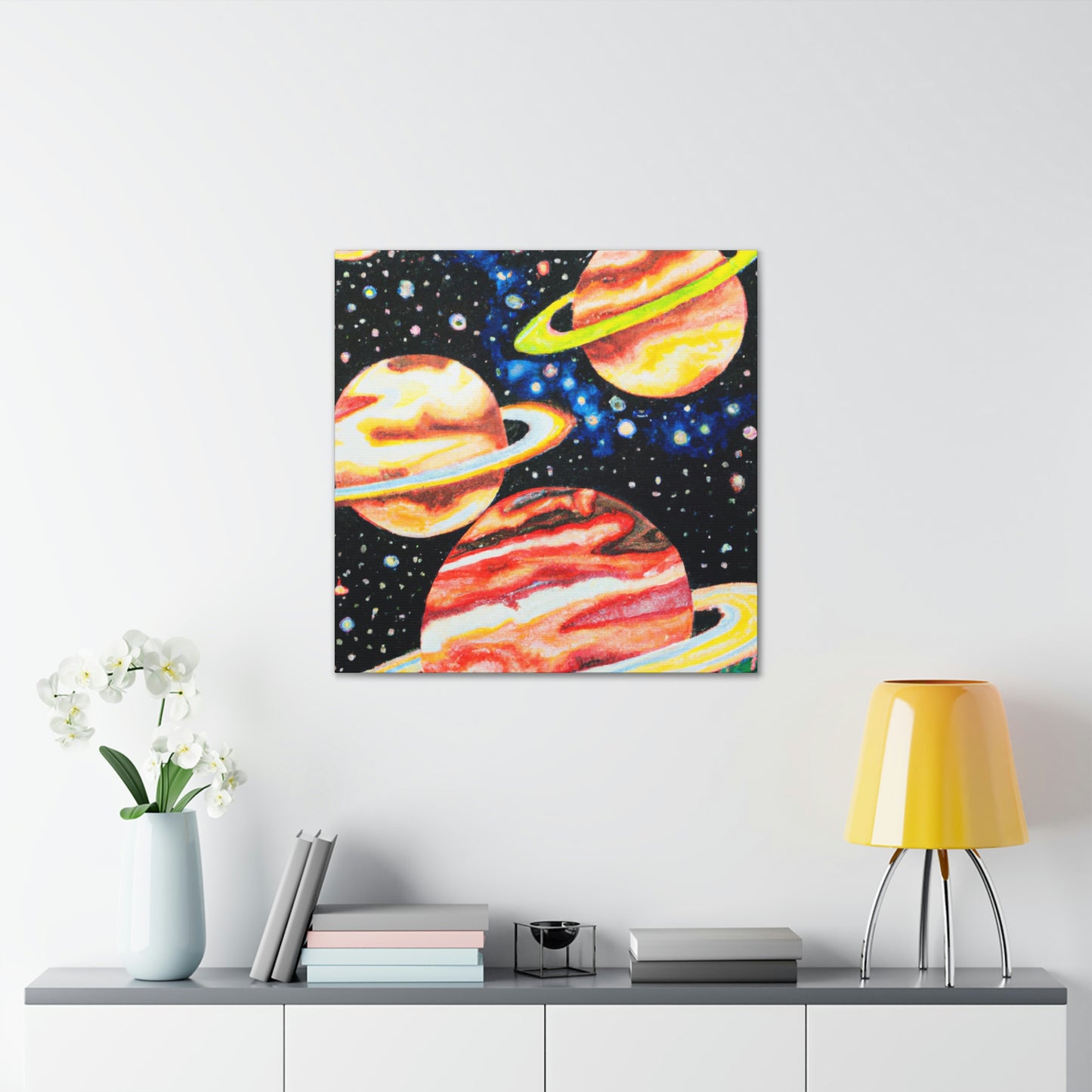 Planets in Pointillism - Canvas