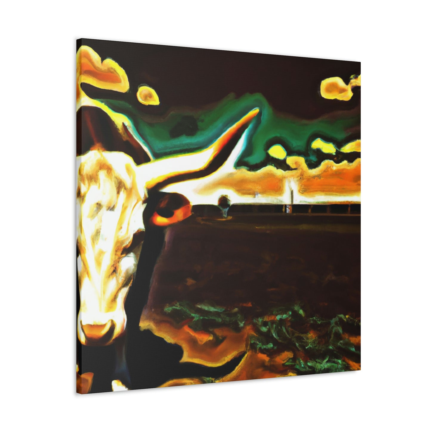 "Cow-Laden Texas Dreamscape" - Canvas