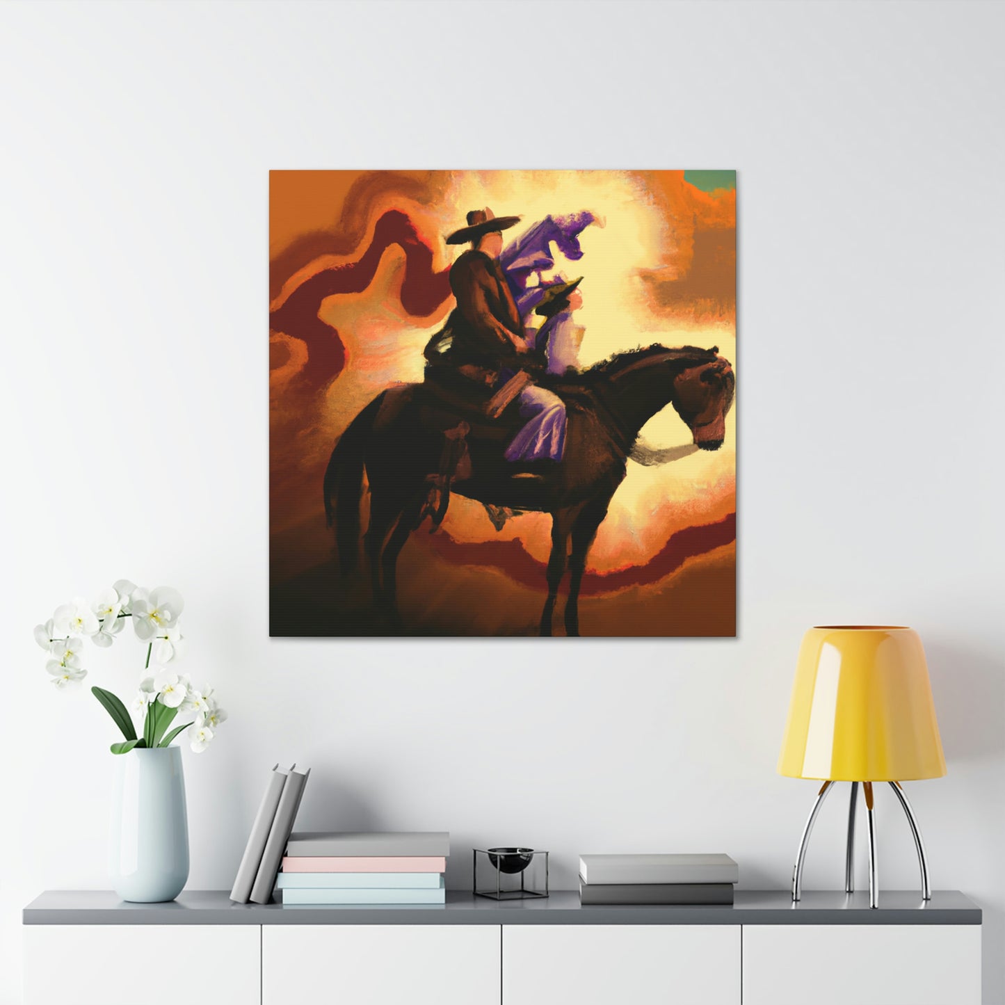 "Cowboy on Horseback Ride" - Canvas