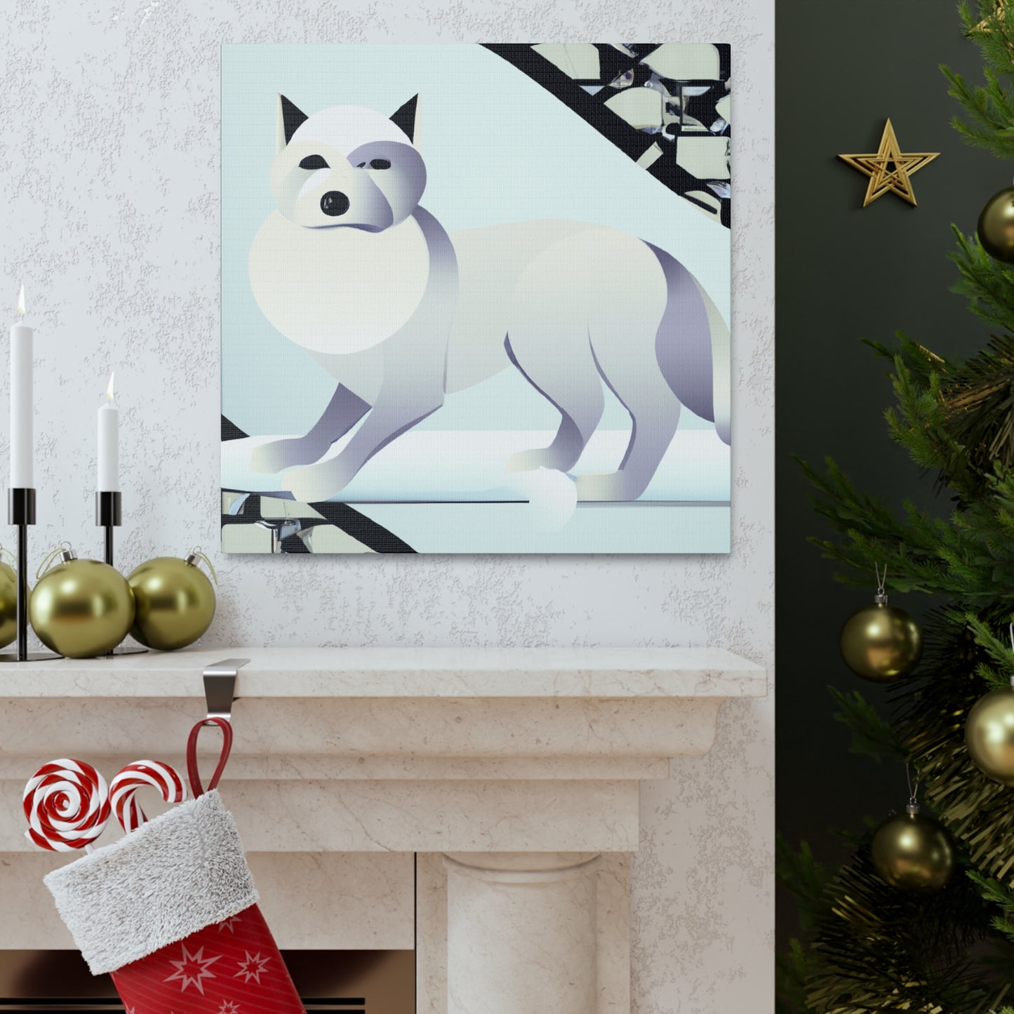 Frosty Art Deco Fox - Canvas